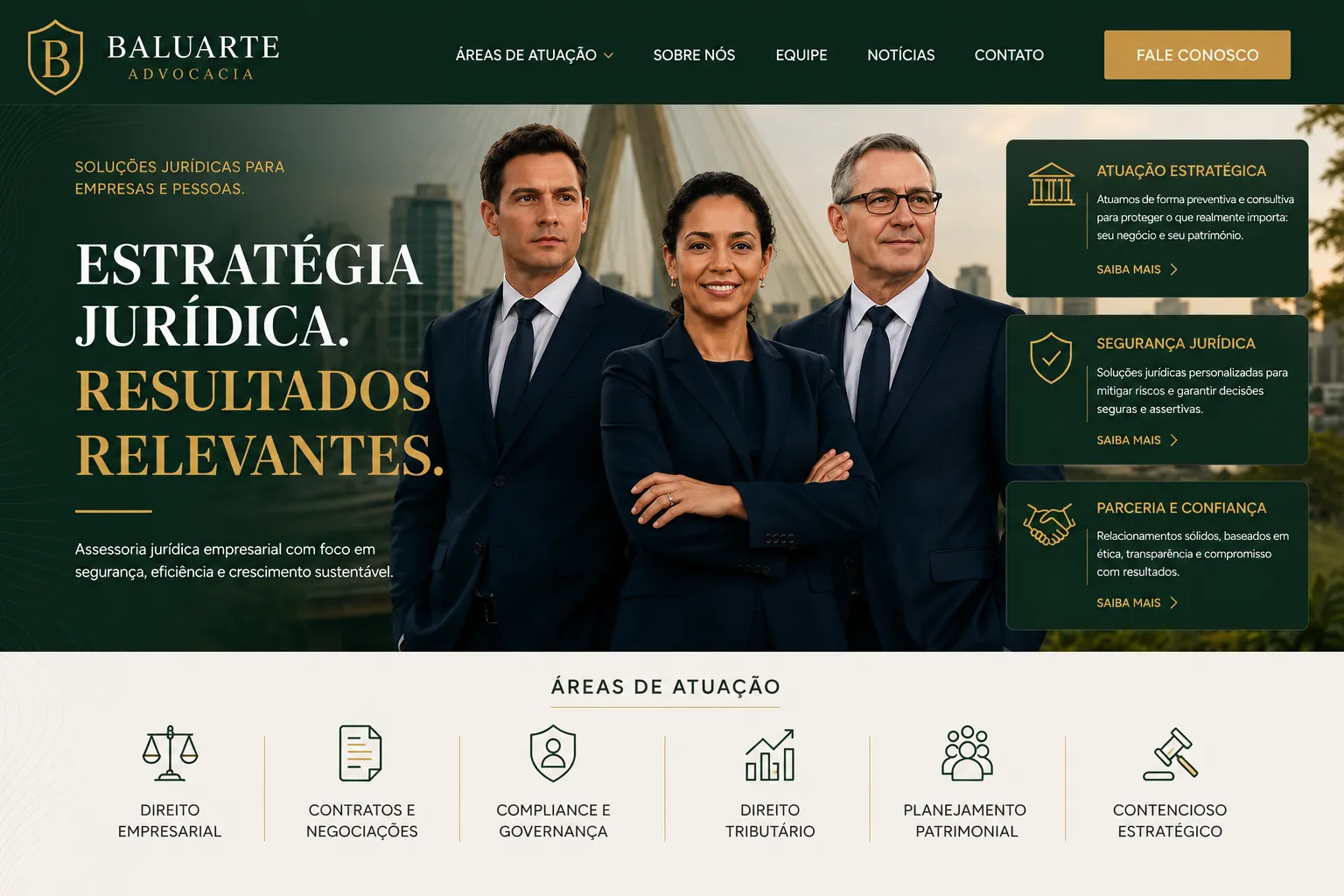 Baluarte Advocacia — Layout do Site